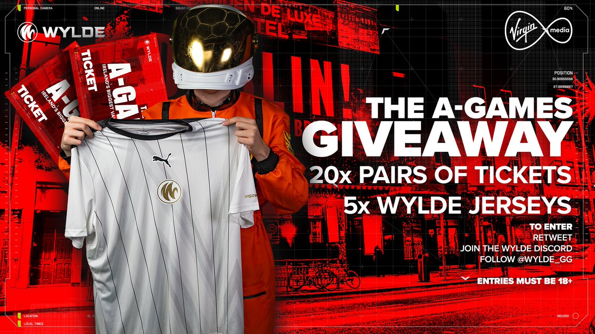 ⚡️The A-Games GRAND FINALS GIVEAWAY⚡️

- 20x Pairs of Tickets for guaranteed entry into The Camden, Dublin, 18th October
- 5x WYLDE Jerseys, given on the night

- Retweet &amp; Follow <a href="/WYLDE_gg/">WYLDE⚡️</a>
- Join our Discord (link below)

Powered by <a href="/VirginMediaIE/">Virgin Media Ireland</a>, Must be 18+