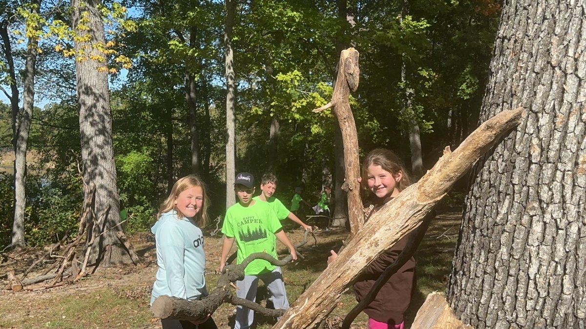 sce_val's tweet photo. Team Work Makes the Dream Work.  Building Shelter at 5th grade camp https://t.co/HZZDn0b1Ha
