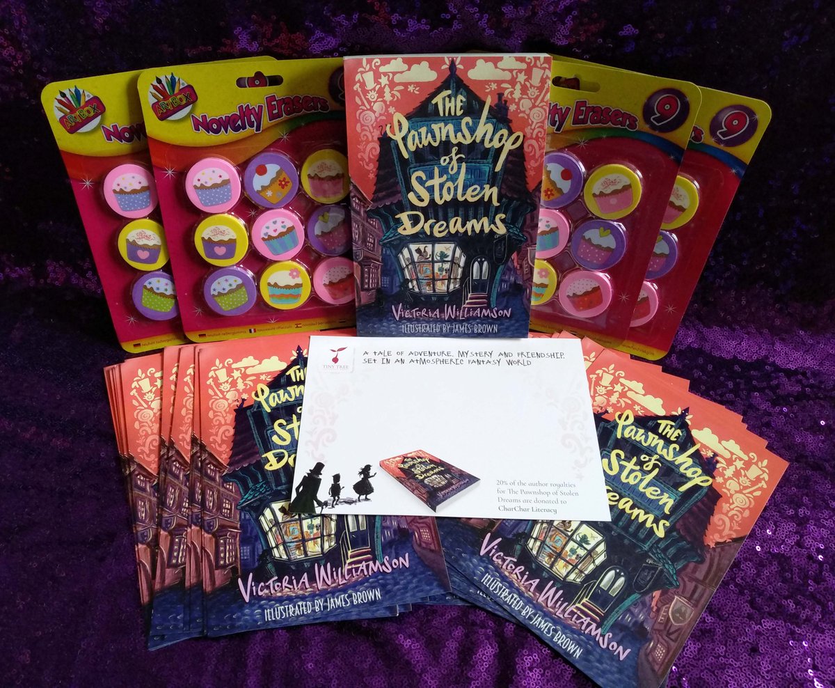 AUTUMN GIVEAWAY! TEACHERS! PARENTS! I have this shiny signed copy of my middle grade fantasy, The Pawnshop of Stolen Dreams, with a set of cupcake erasers for every pupil &amp; personalised postcards for one lucky class. Retweet &amp; follow by 10pm 17th October! <a href="/TinyTreeBooks/">Tiny Tree Books 📕</a> <a href="/AUK_News/">AUK Entertainment</a>