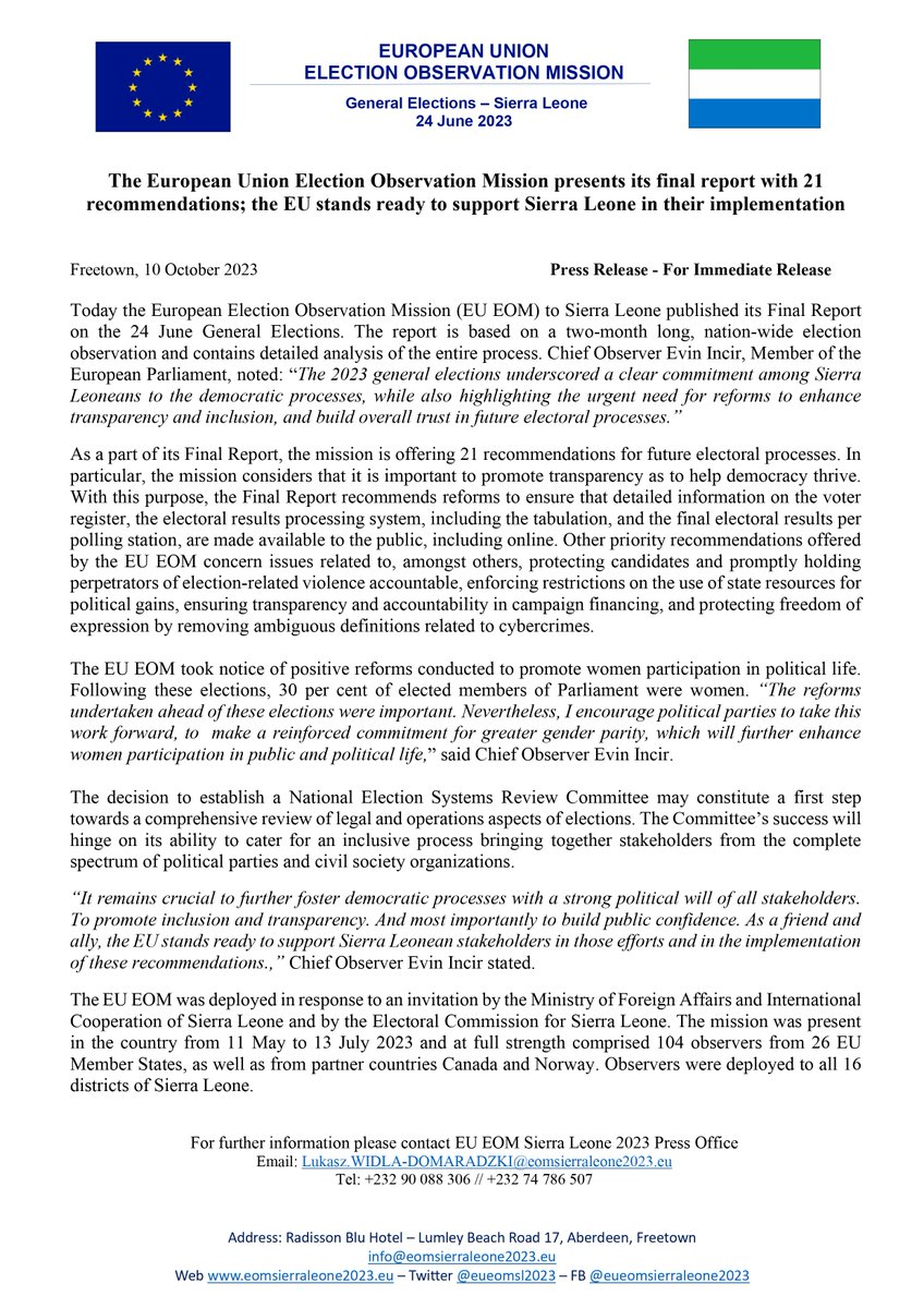EU EOM Sierra Leone 2023 tweet media