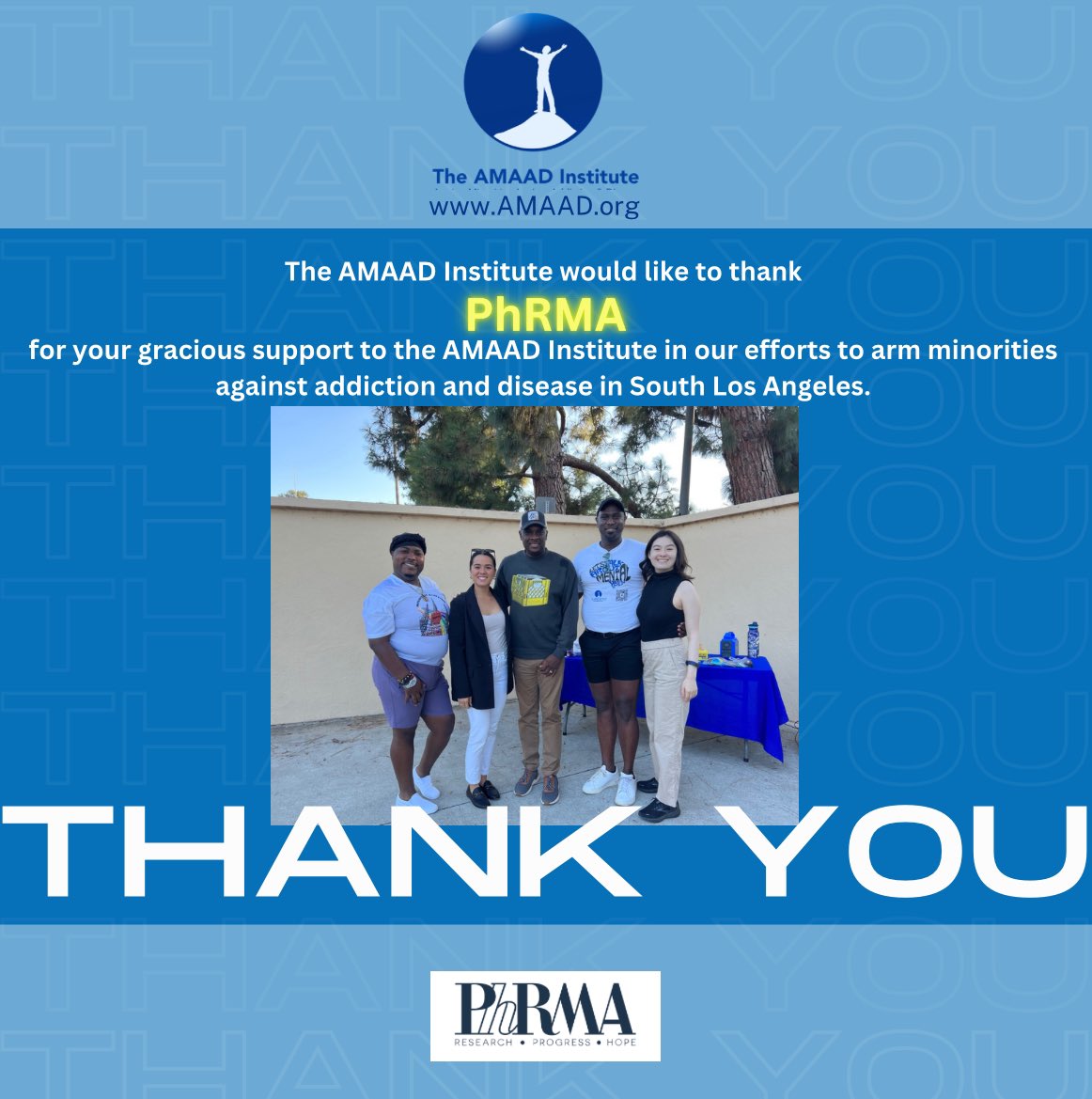 AmaadInfo's tweet photo. The AMAAD Institute would like to thank PhRMA. Their donation of 5,000 drug disposable bags will be a great resource for the community to utilize and be informed. 
@PhRMA 

To donate to help support the work of AMAAD, visit https://t.co/rSr00TxMV5 https://t.co/wj3N4RKgNI