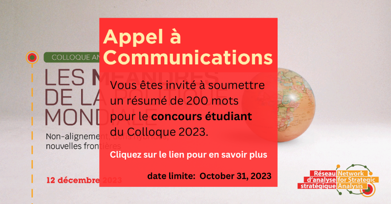 RAS_NSA's tweet photo. #AppelàCommunications #PourÉtudiants | Nous sommes heureux d’annoncer le commencement de notre concours étudiant dans le cadre du #Colloque2023! Cet appel aux soumissions, organisé par @EmileLDes, est ouvert à tous les membres du #RAS jusqu’au 31 octobre 2023.