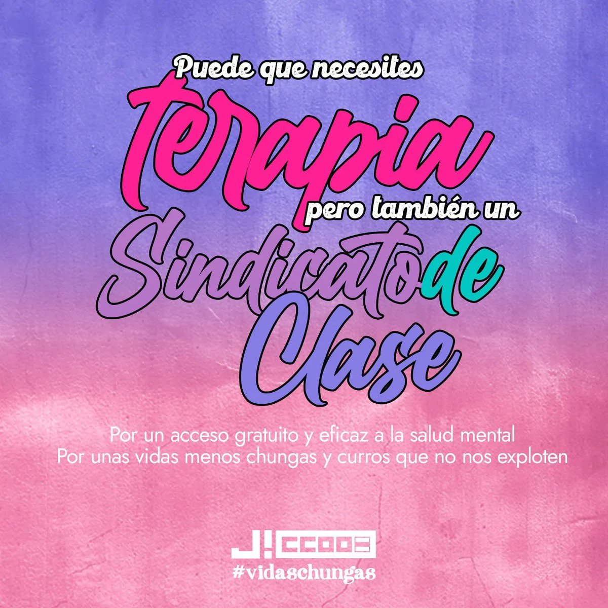 🟣#VidasChungas | 🧠Hoy día de la #SaludMental ‼️ 
📣Reivindicamos la precariedad y la falta de derechos que sufrimos las jóvenes.

📣Con trabajos precarios y con un futuro incierto… ¿cómo no vamos a tener ansiedad?

📣Por un acceso gratuito y eficaz a la salud mental.