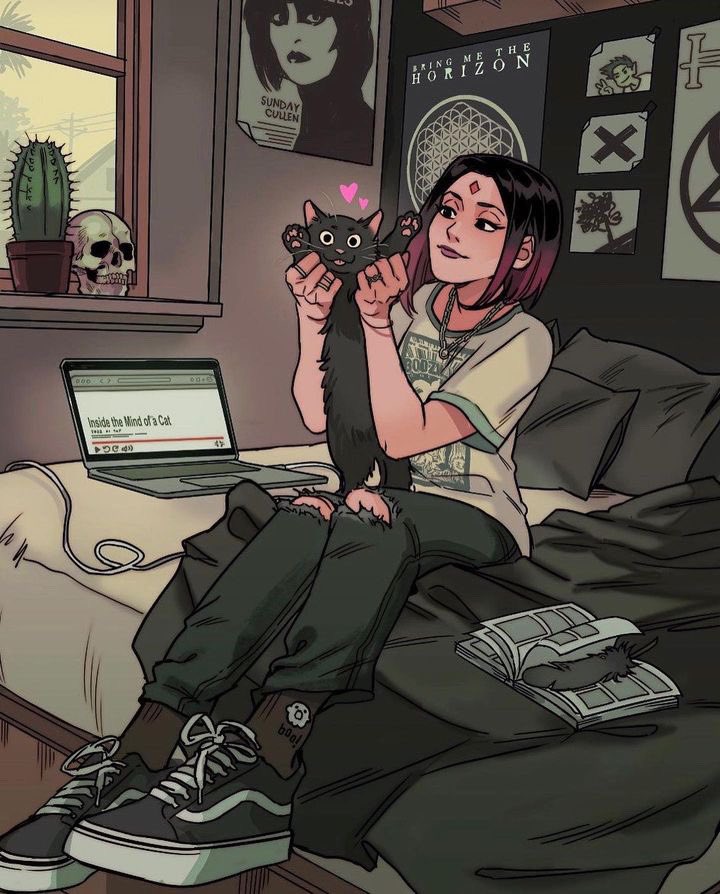 when raven is wearing beast boy's shirt👀