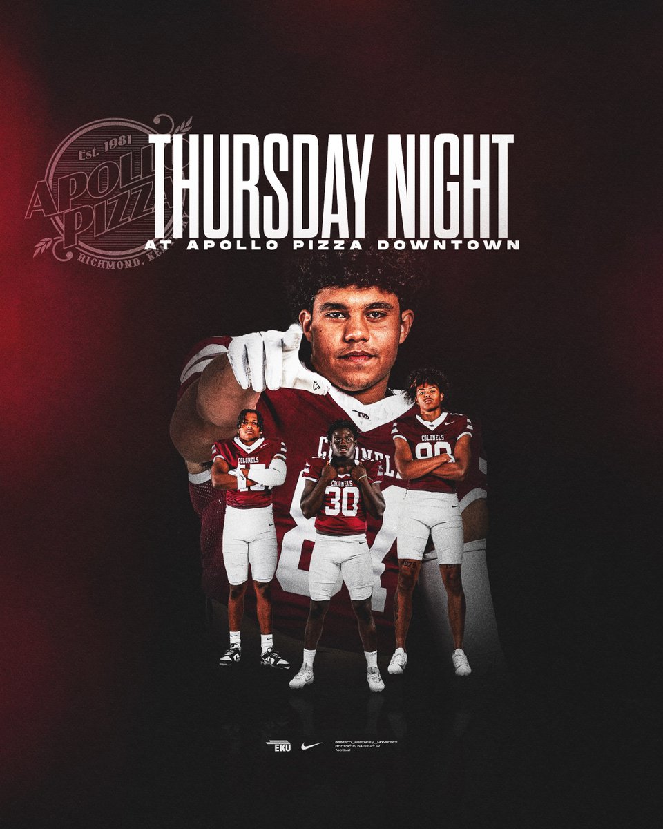 Talkin' EKU Football at Apollo Pizza Downtown 🏈🍕 

We'll see you on Thursday night at 6:30 PM!

#E2W | #MatterOfPride