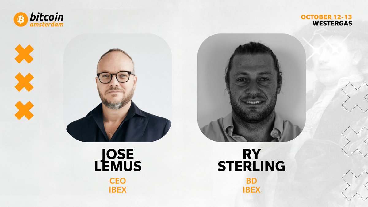 IBEX ⚡️ (@poweredbyibex) on Twitter photo We're thrilled to announce our CEO, <a href="/jllemus/">Jose Lemus</a>, and our VP of Business Development, <a href="/sterling_ry/">Ry Sterling</a>, as #BITCOIN AMSTERDAM SPEAKERS this week on October 12th and 13th!
Heading to <a href="/BitcoinConfEUR/">Bitcoin Amsterdam</a>?🇳🇱 Hope to see you there! We're thrilled to announce our CEO, <a href="/jllemus/">Jose Lemus</a>, and our VP of Business Development, <a href="/sterling_ry/">Ry Sterling</a>, as #BITCOIN AMSTERDAM SPEAKERS this week on October 12th and 13th!
Heading to <a href="/BitcoinConfEUR/">Bitcoin Amsterdam</a>?🇳🇱 Hope to see you there!