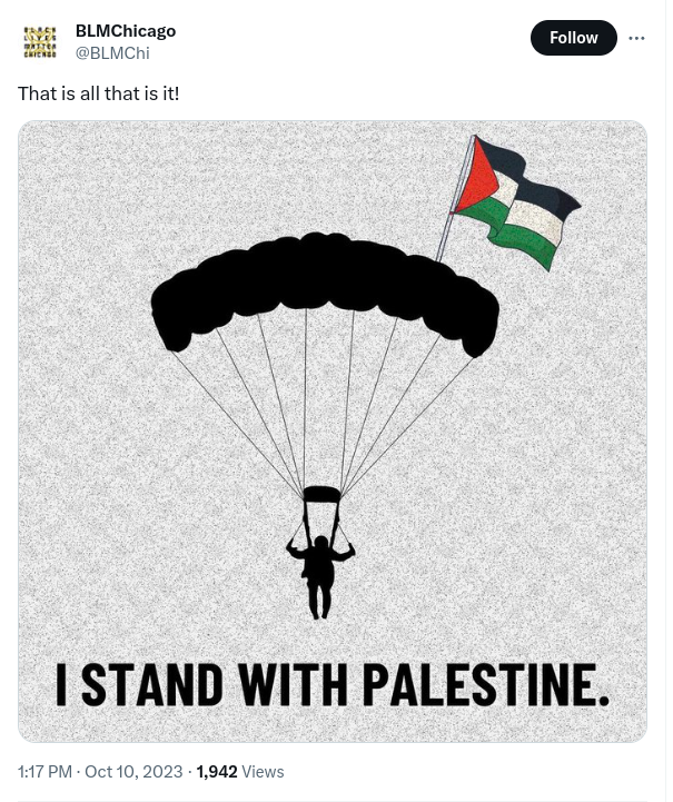 jaketeater's tweet photo. @BLMChi The parachutist - where did he land? what did he do there?

Do you stand with him there? https://t.co/FYqIA5TR5x