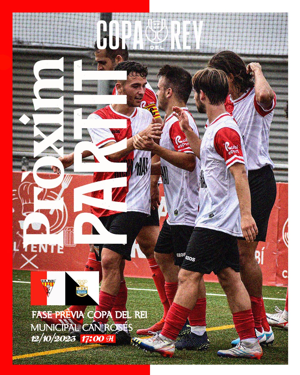 UERubi's tweet image. 🏆 𝗖𝗢𝗣𝗔 𝗗𝗘𝗟 𝗥𝗘𝗜

🆚 @udrotletmolinar 

📆 Dijous, 12 d’octubre
⌚ 17:00
🏟️ Municipal Can Rosés

📲 #UERubíUDRotletMolinar