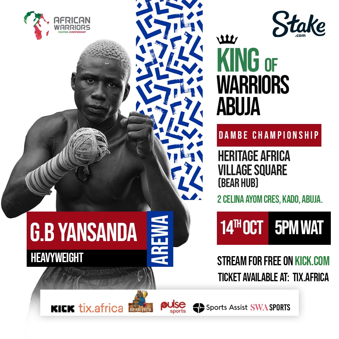 PulseSportsNG's tweet image. 🎟️ Regular Tickets: N7,500
🚀 Early Bird Special: N5,000
🌟 VIP Experience: N15,000

Catch the live action on Kick.com

Cc: @africanwfc 

#PulseSportsNigeria #Dambe #AfricanWarriors #KingofWarriors