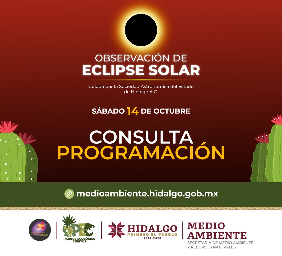 medioambiente_H's tweet photo. Clase de yoga 🧘🏼‍♀️  y taichi 🥋 , taller de fotografía, conferencias 🗣️y rituales son algunas de las actividades que habrá en 𝗟𝗮 𝗼𝗯𝘀𝗲𝗿𝘃𝗮𝗰𝗶𝗼́𝗻 𝗱𝗲 𝗲𝗰𝗹𝗶𝗽𝘀𝗲 𝘀𝗼𝗹𝗮𝗿 🔭en las instalaciones del #PEC. 

Programación 👉https://t.co/tGcTw2jJih https://t.co/TqCOJnIr1Q
