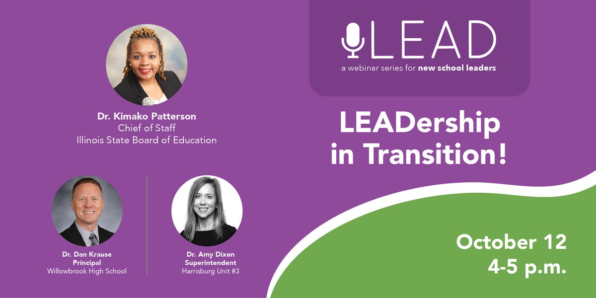 Join <a href="/dkrausewb/">Dan Krause</a>, <a href="/dramydixon/">Amy Dixon</a> and me as we welcome <a href="/DrKimako/">DrKimako@isbe</a>, ISBE's Chief of Staff, to our second LEAD webinar of the year on Thursday, October 12 from 4 - 5 pm! Register at no charge here: us02web.zoom.us/meeting/regist……
<a href="/ilprincipals/">Illinois Principals Association</a>
<a href="/ISBEnews/">Illinois State Board of Education</a>