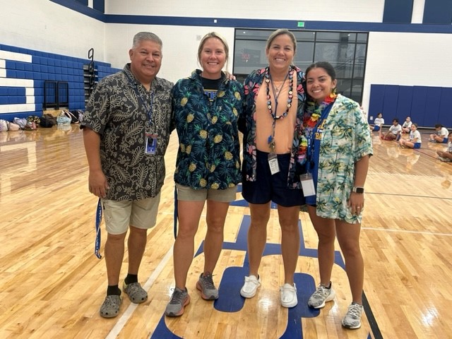 HPetersonMS's tweet photo. HAPPY week continues as we celebrate Hawaiian Day to harness our inner Beach best self. Our 6th, 7th, 8th graders and Coaches joined in on the fun.  @kerrvilleisd  #kisdinspires #TogetherWeCan https://t.co/s00t3ZCXF4