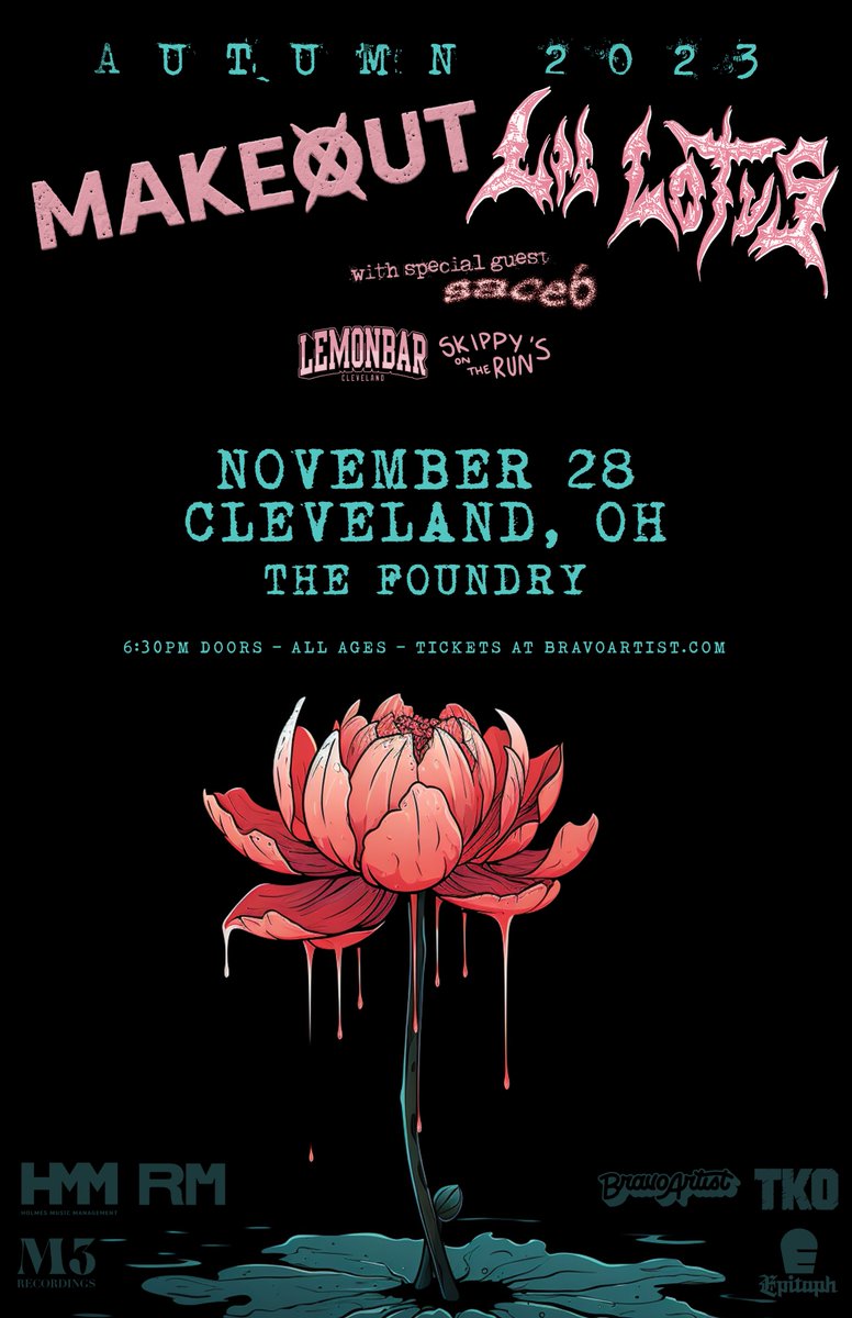 We are super fuckin stoked to announce we'll be opening up for <a href="/LILXLOTUS/">𝕷𝖔𝖙𝖚𝖘</a> and <a href="/makeoutofficial/">MAKEOUT</a>  at The Foundry on 11/28.
