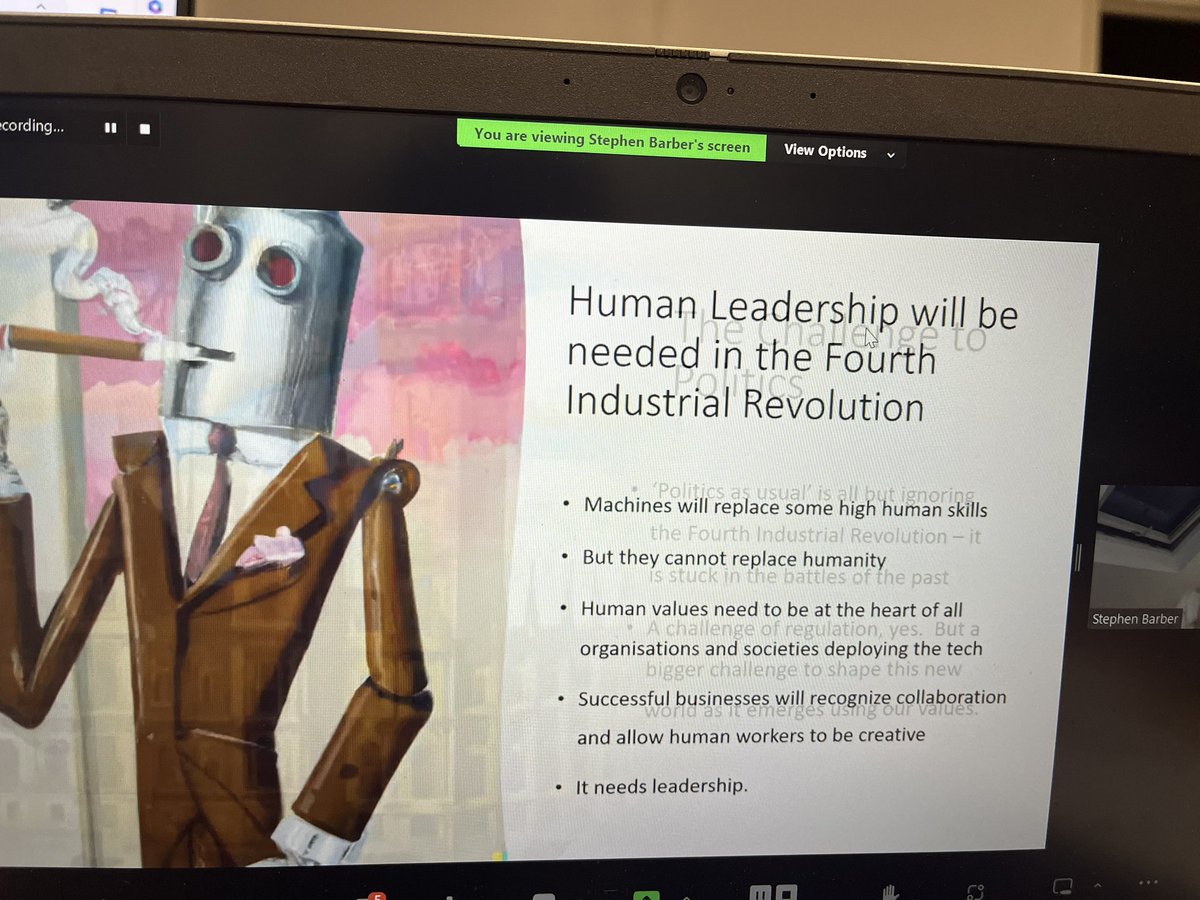 mdx_dls's tweet photo. @StephenBarberUK raises the challenges to #politics being #regulation of #AI &amp; shaping it using the values that are important to us. This is powerful tech but can’t replace unique human skills, often being uninventive @ProfTEvans https://t.co/DdNFYmSrPG