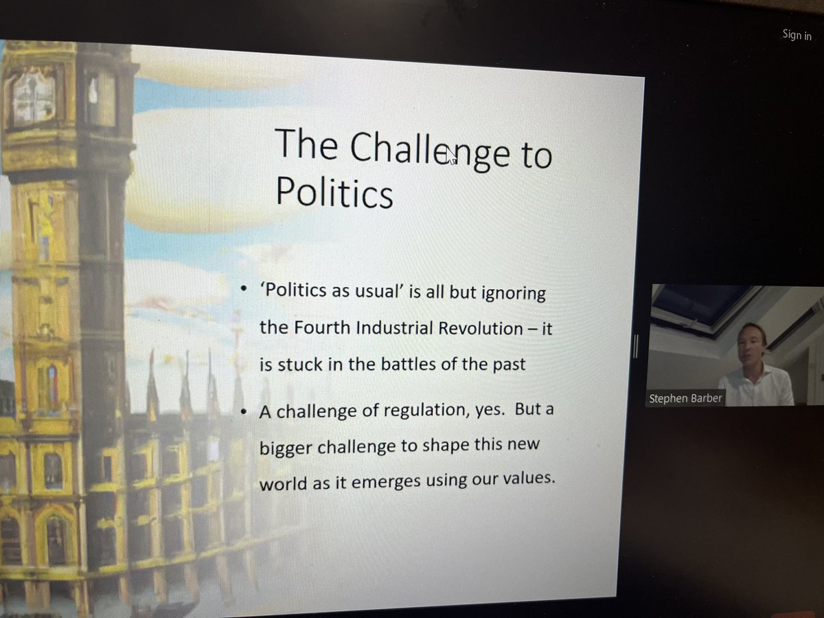 mdx_dls's tweet photo. @StephenBarberUK raises the challenges to #politics being #regulation of #AI &amp; shaping it using the values that are important to us. This is powerful tech but can’t replace unique human skills, often being uninventive @ProfTEvans https://t.co/DdNFYmSrPG
