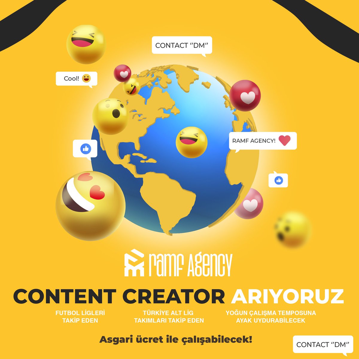 RAMFagency's tweet photo. ÇALIŞMA ARKADAŞLARI ARIYORUZ 📢

RAMF Agency bünyesinde çalışacak:

-Content Creator alımı yapılacaktır.

Detaylı bilgi için DM'den ulaşabilirsiniz. 🤗 https://t.co/tUhg85md4G
