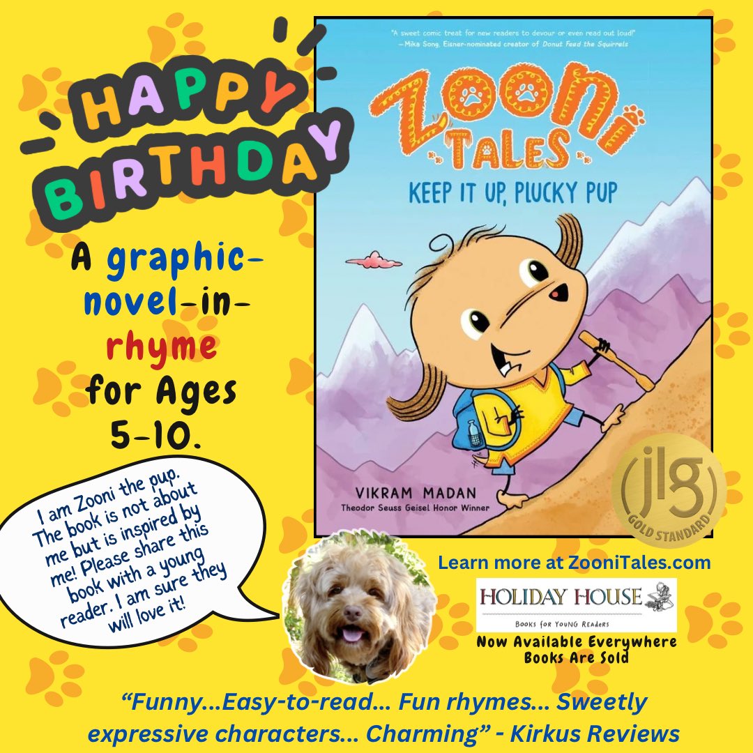 Today is the day - 🐶ZOONI TALES: KEEP IT UP, PLUCKY PUP🐶 - my graphic-novel-in-rhyme, is out in the world! Many thanks to @HolidayHouseBks @smorgridge @StimolaLiterary and all the supporters of my work 🙏🙏🙏💙💙💙 ZooniTales.com