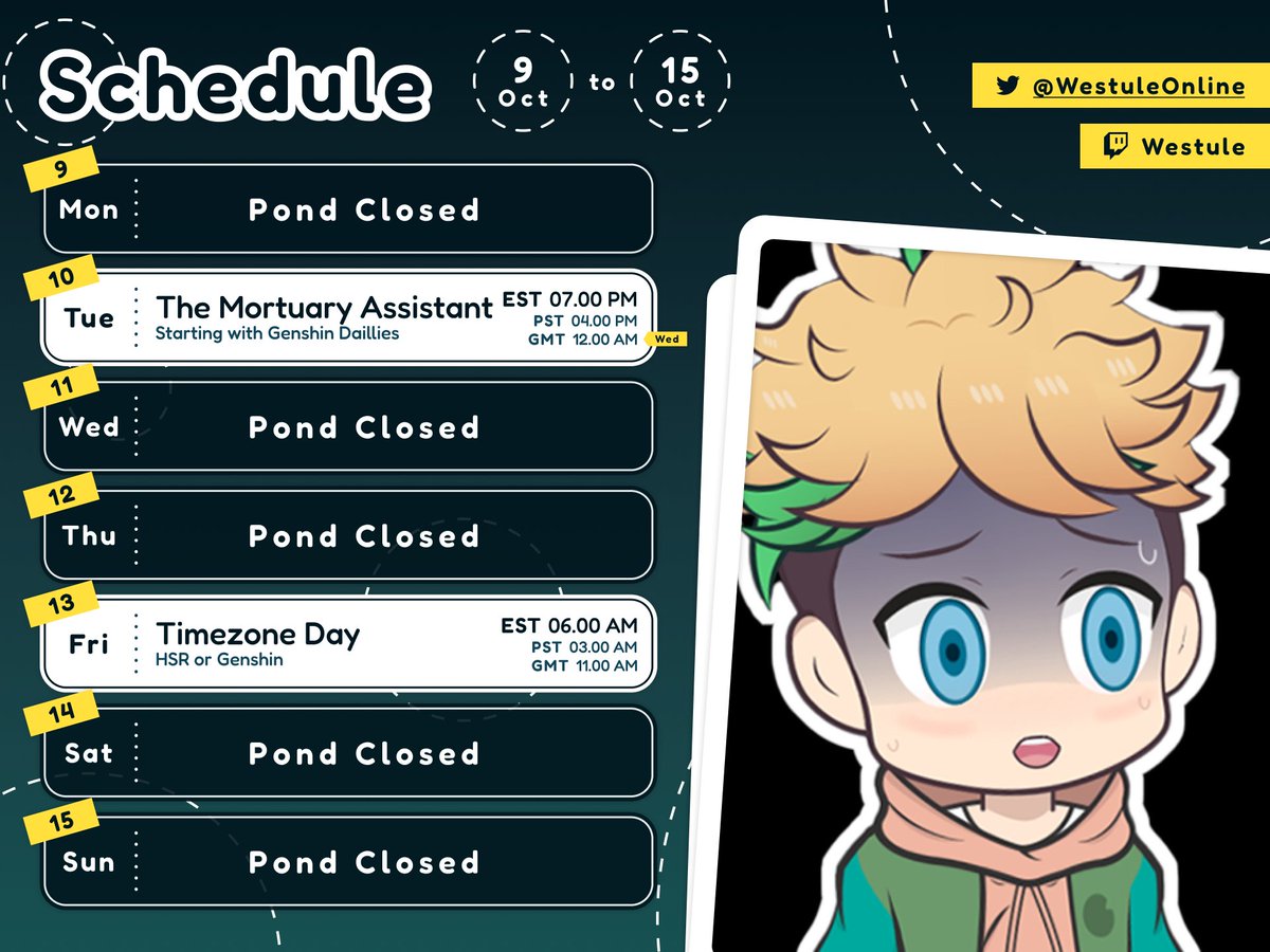 I frogot (get it?) Twitter existed, but spooks this week! Short schedule cause I'll be at NYCC