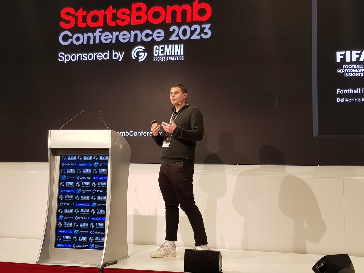 Always good to see an old friend, even better when its them on stage at the #StatsBombConference. Tom Gardner talking us through how he's set up a world leading data department at FIFA. @StatsBomb