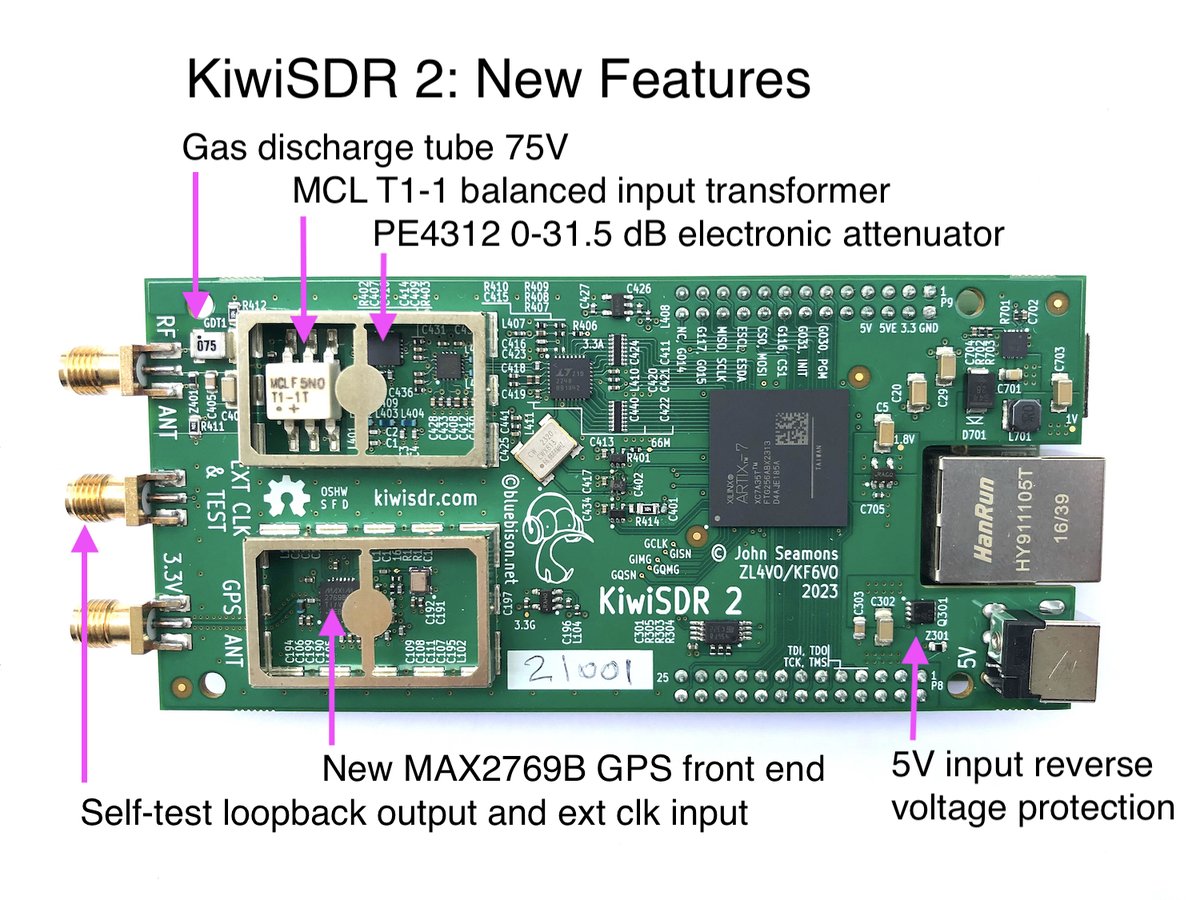 KiwiSDR 2 prototypes received. They work fine. Sending to beta testers soon. More info at forum.kiwisdr.com