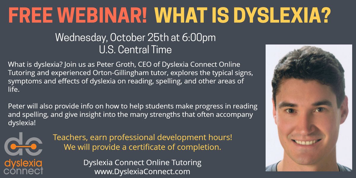 Free webinar! Everyone is welcome! Teachers can earn professional development hours. Register using this link: us02web.zoom.us/webinar/regist…  #Dyslexia #DyslexiaAwarenessMonth #DyslexiaAwarenessWeek #ADHD #Dysgraphia