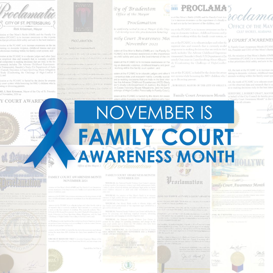 Every November is #FamilyCourtAwarenessMonth with the goal of raising awareness on systemic issues that are placing children in harm’s way in our current #FamilyCourt System and sharing common sense solutions in our local communities.