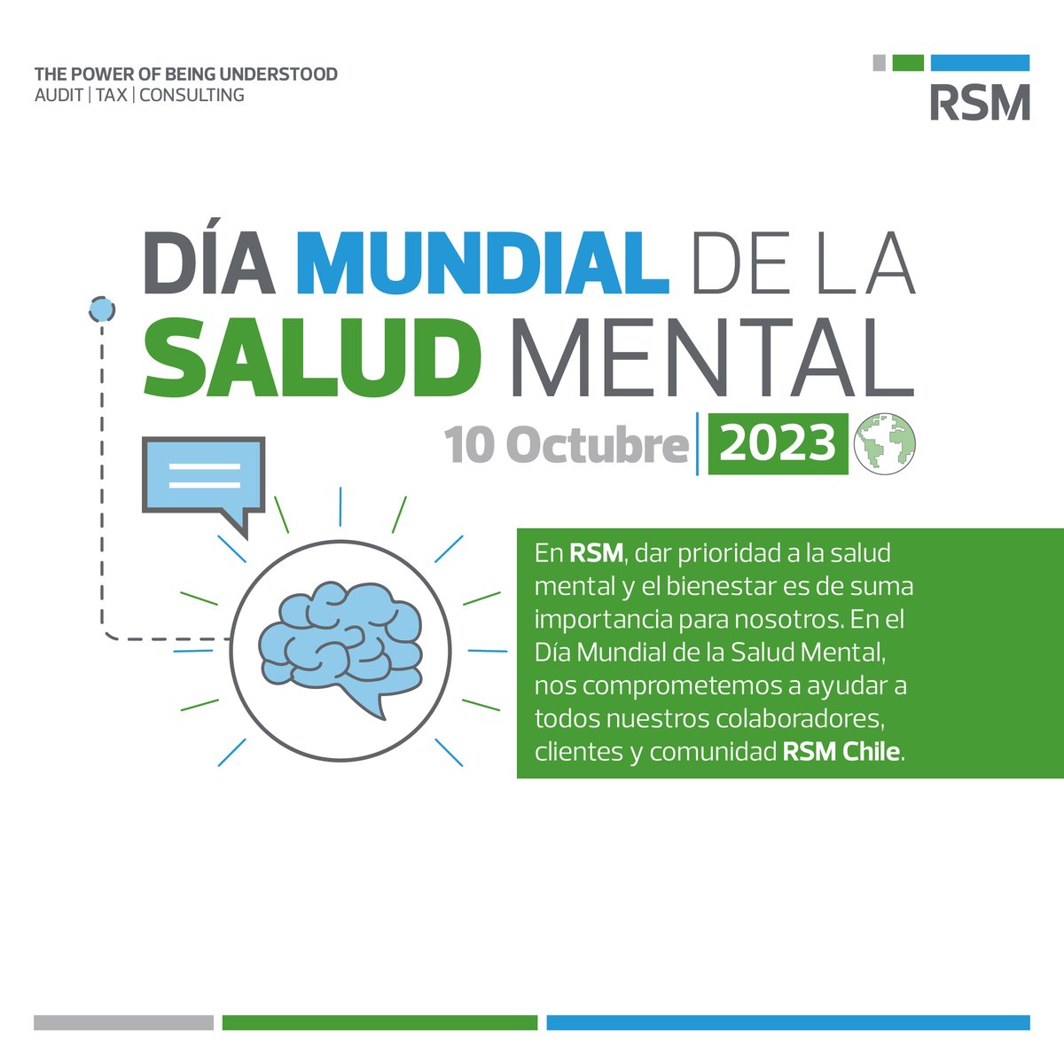 ChileRsm's tweet photo. En RSM, dar prioridad a la salud mental y bienestar es de suma importancia para nosotros. En el Día Mundial de la Salud Mental, nos comprometemos a ayudar a todos nuestros colaboradores, clientes y comunidad RSM Chile.
#rsmchile #diamundialdelasaludmental #saludmental #bienestar https://t.co/X8wtdxLnlV