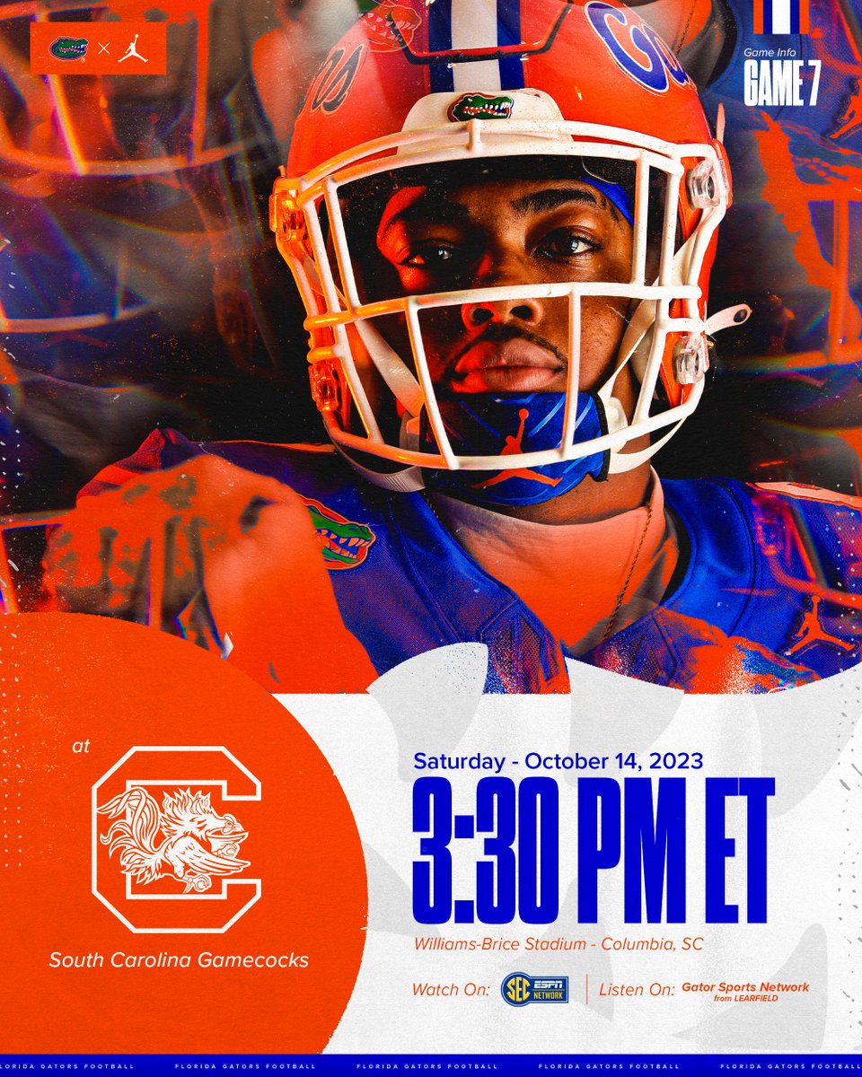 3:30 ET
Columbia, SC 
SEC Network

📺/📻:floridagators.com/news/2023/10/1…

#GoGators | #jOURney