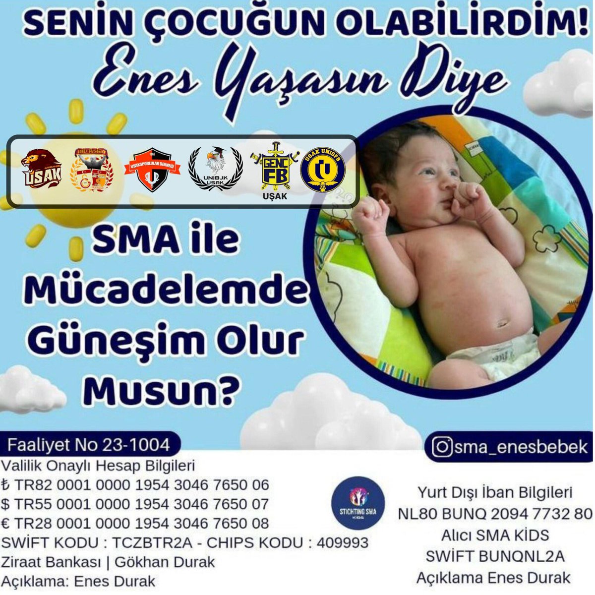 uAUNIUsak's tweet photo. ‘GÜNEŞ’
Enes kardeşimiz için doğsun istiyoruz!

Taraftar Gurupları Olarak Abilik Görevimizi Üstleniyoruz..

Küçücük bedeni ile büyük bir savaş veriyor Enes. Güzel günlerin yakın olduğunu söylüyoruz ona. 
Biliyoruz ki Enes'i yalnız bırakmayacaksınız ! https://t.co/fgLsKKJhdp