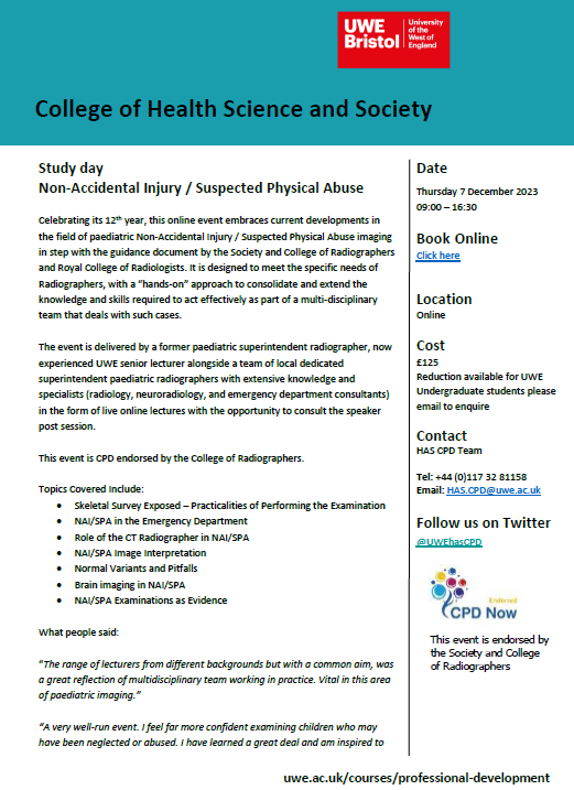Donna J Dimond (@donnadimond) on Twitter photo Forthcoming Study Day - back by popular demand. <a href="/UWEhasCPD/">UWE Health CPD</a> <a href="/SoRSueJohnson/">Sue Johnson 💙</a> <a href="/wexraythekids/">Paediatric Rads</a> courses.uwe.ac.uk/Z51000023/non-… Forthcoming Study Day - back by popular demand. <a href="/UWEhasCPD/">UWE Health CPD</a> <a href="/SoRSueJohnson/">Sue Johnson 💙</a> <a href="/wexraythekids/">Paediatric Rads</a> courses.uwe.ac.uk/Z51000023/non-…