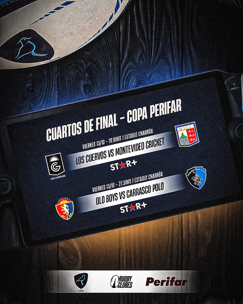 🔜 Etapa de definiciones 

🏆 Comienzan los cuartos de final de la Copa <a href="/Perifar_uy/">Perifar</a>. 

#RugbyUruguayo🏉
