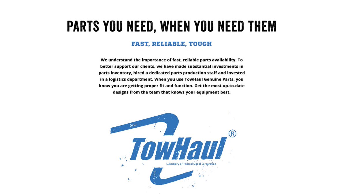 #TowHaul Genuine Parts for your #MineralExtractionEquipment. The parts you need, when you need them! Head to our website to learn more, and then reach out to our dedicated parts team to place an order for your TowHaul equipment.
#WeTowWeHaul
#InItForTheLongHaul