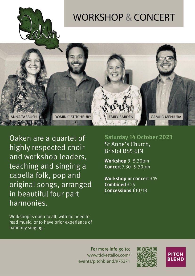 Oaken gigs this weekend in #Bristol and #Oxford Come sing with us! 🎶