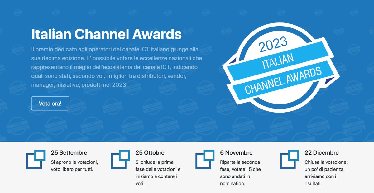 Sono aperte le votazioni per Italian Channel Awards 2023 🏆 Inserisci la preferenza per Overland Tandberg nelle categorie: MIGLIOR VENDOR DATA CENTER,
MIGLIOR VENDOR SOFTWARE DI BUSINESS CONTINUITY, MIGLIOR VENDOR STORAGE PMI

👉 italianchannelawards.it/votazione

#ICA2K23