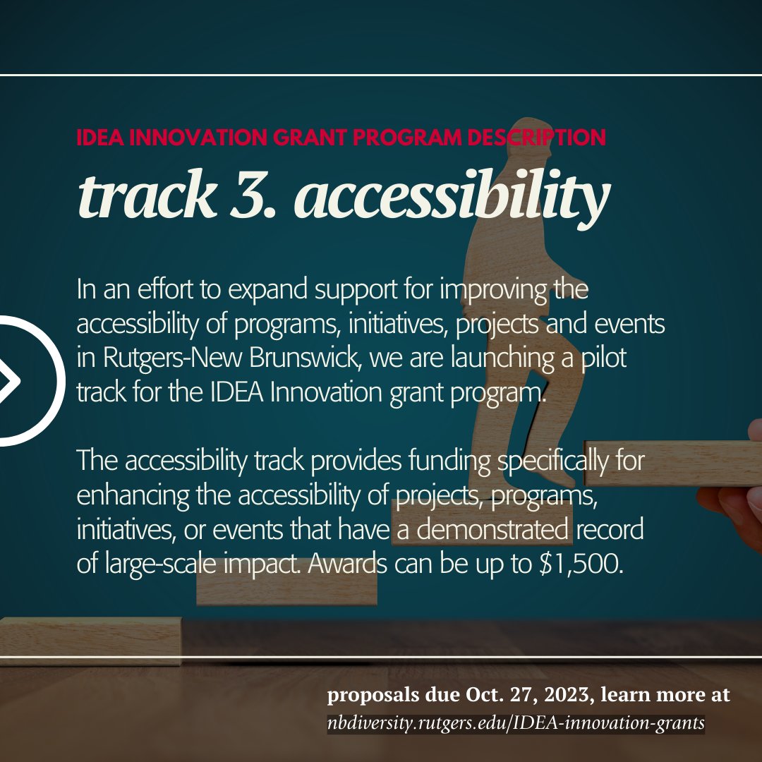 CALLING FOR PROPOSALS! 

The Inclusion, Diversity, Equity, and Advocacy (IDEA) Innovation Grants Program is a university-wide initiative that demonstrates how we can join together as a community to support institutional change. 

nbdiversity.rutgers.edu/IDEA-innovatio…