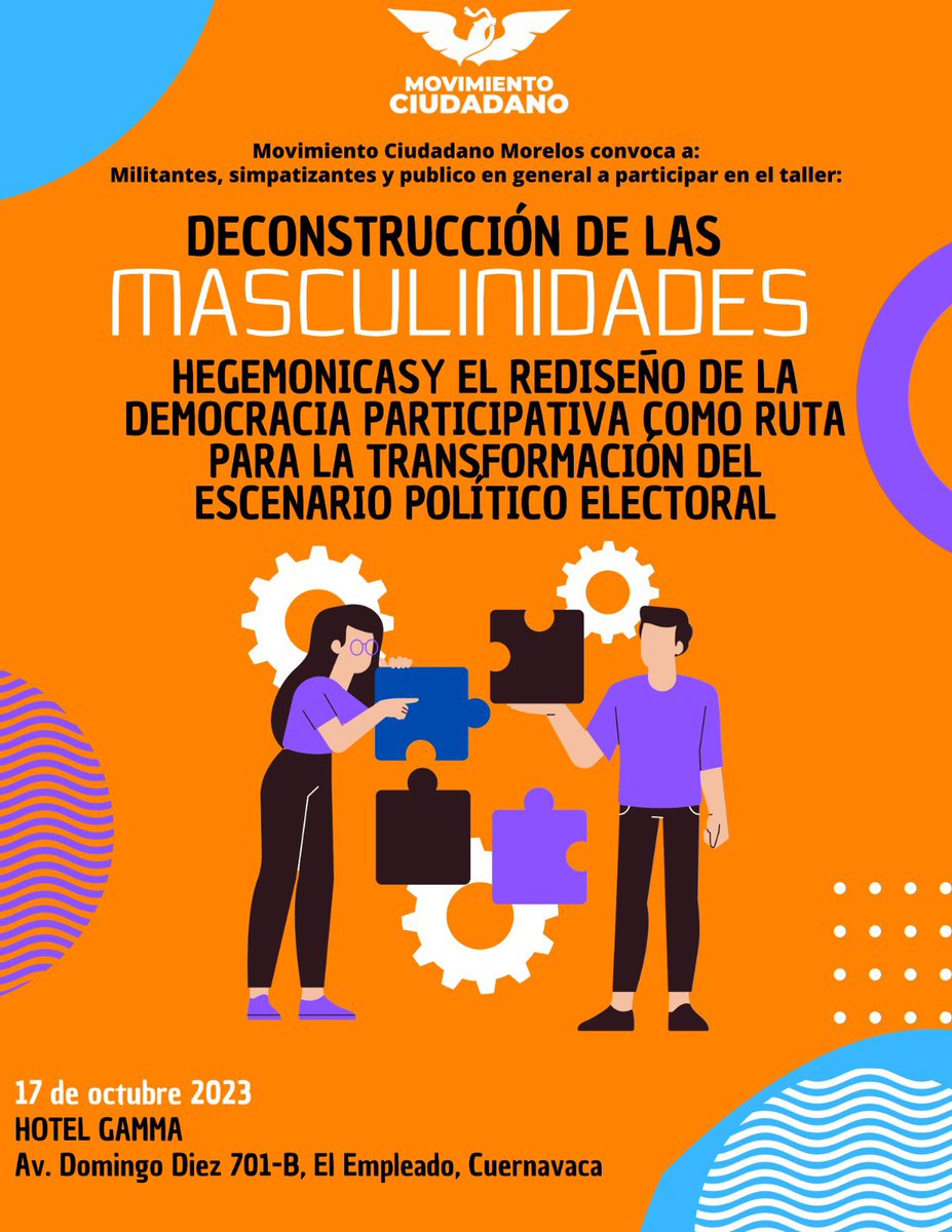 MovCiudadanoMor's tweet photo. Se parte de nuestro taller “Deconstrucción de las Masculinidades, hegemónica y rediseño de la democracia participativa, como ruta para la transformación del escenario Político Electoral”. https://t.co/sgDYbYGV2f