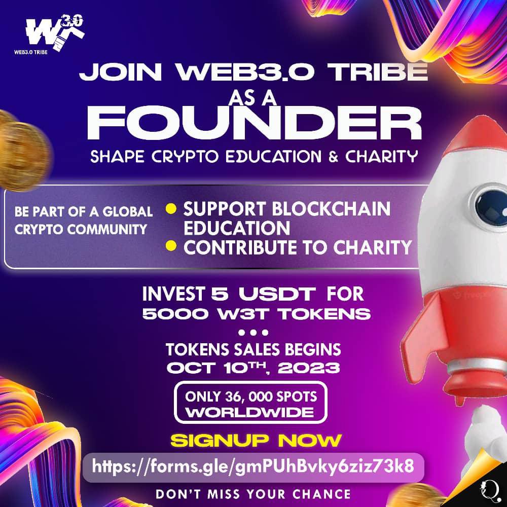 4wardwego's tweet image. 🚀 Join the Web3.0 Tribe Token Sale! 🌐

Get ready to revolutionize blockchain education and adoption. Follow these steps:

1. Set up a crypto wallet on Cryptokara, Trust Wallet, or Metamask.
2. Acquire USDT from Binance or a trusted exchange.

 #Web3Tribe 🚀🌐