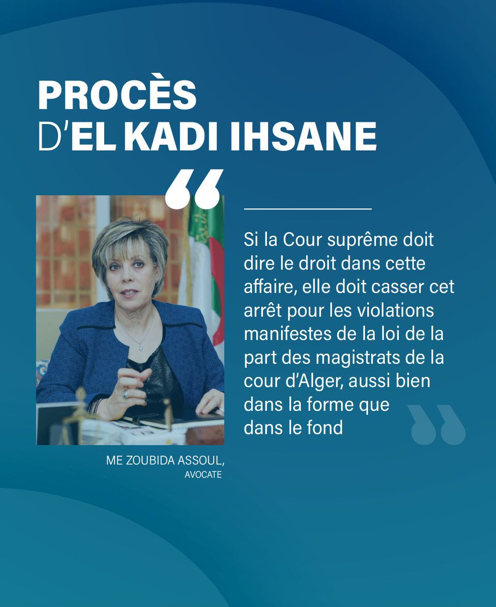 La Cour Suprême examinera l’affaire du journaliste <a href="/ElkadiIhsane/">El kadi Ihsane. القاضي إحسان</a> ce jeudi 12 octobre. Il est actuellement condamné à 7 ans de prison.
#freeihsaneelkadi