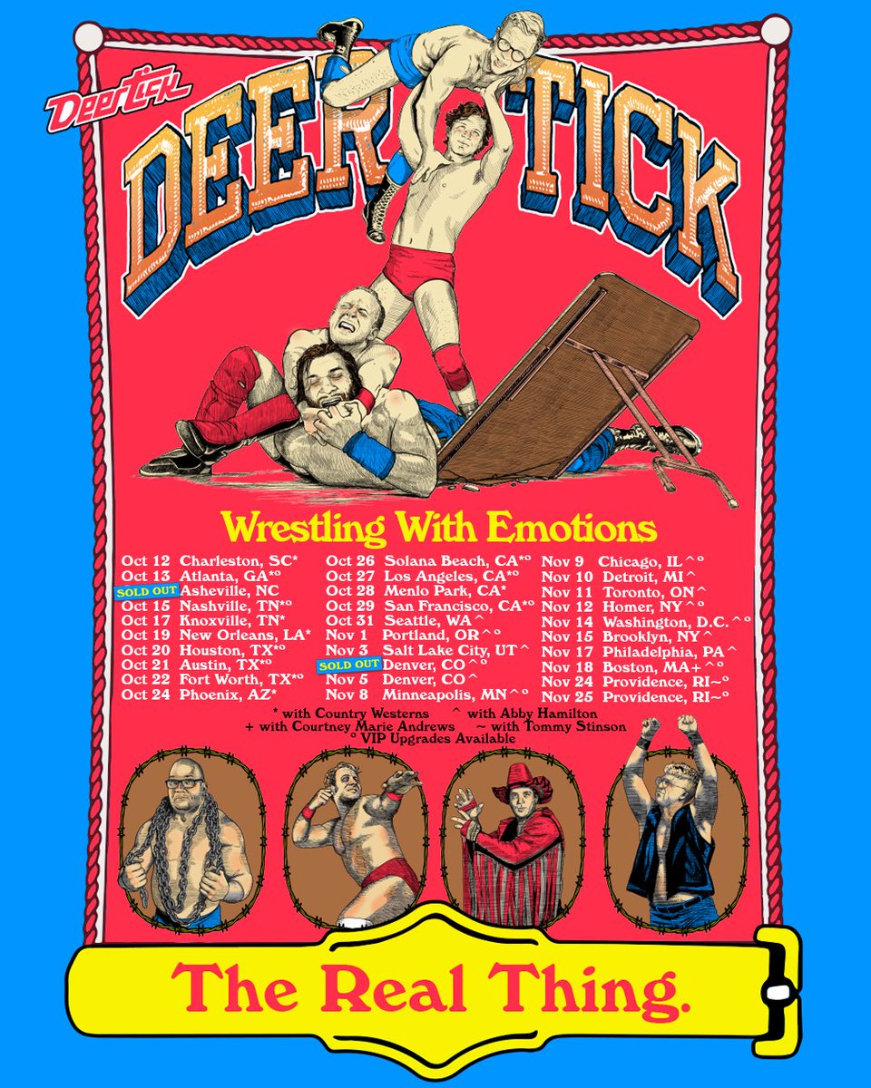 Deer Tick (@deertickmusic) on Twitter photo Tour kicks off Thursday - which songs do you want to hear?
Swipe for tour dates - get tickets and VIP upgrades while you can, they’re only available to purchase 3 days before the show: 10atoms.com/DTtour
Poster design by <a href="/FSGprints/">Feels So Good</a> Tour kicks off Thursday - which songs do you want to hear?
Swipe for tour dates - get tickets and VIP upgrades while you can, they’re only available to purchase 3 days before the show: 10atoms.com/DTtour
Poster design by <a href="/FSGprints/">Feels So Good</a>