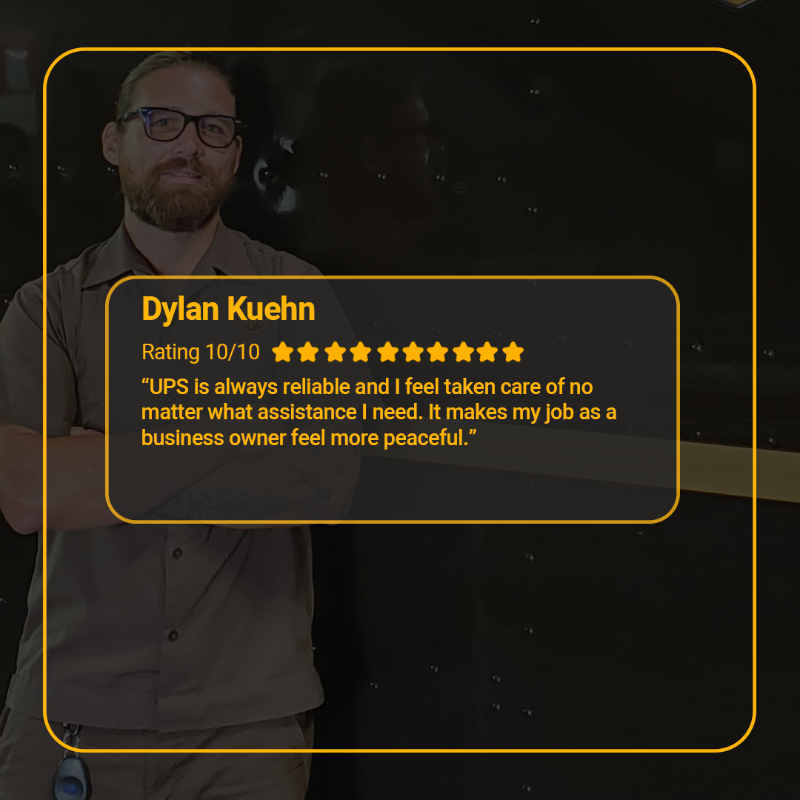 UPS's tweet photo. It's not easy being a perfect 10 😎

Here are a few of our drivers who've received a 10 out of 10 from our panel of experts (our customers). Celebrate 10/10 with us by clicking the photos below to nominate your favorite driver!
