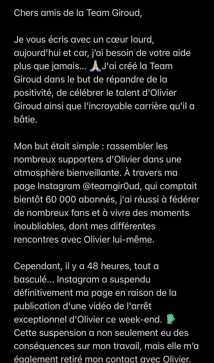 debritesanais's tweet photo. Twitter je sais que tu fais des miracles, peux-tu m’aider et liker + RT + identifier @instagram 

Cette aventure de Team Giroud ne peut s’arrêter ainsi, @_OlivierGiroud_ on a tant à vivre encore 🙏🏼

Et comme le dit si bien Olivier : Toujours y Croire. https://t.co/m4WujNwCiQ