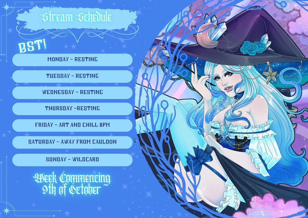 WitchArsenia's tweet photo. Sunday is a wildcard as I don't know what time I will be back from the big smoke! #ENVtubers #vtuber #vtubers https://t.co/MB7T7SeAFn