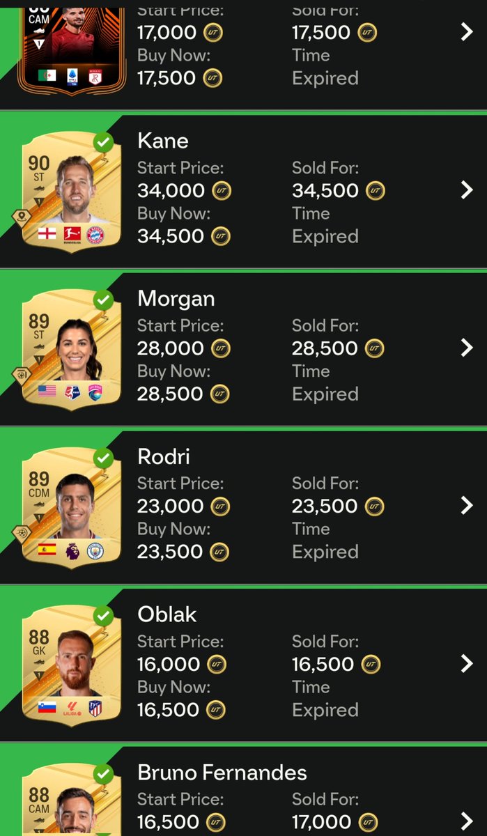 SquidwardFUT's tweet photo. Here are some of my sold players from today. I think the pattern is quite obvious here and shows what I'm doing every day.
Mainly fodder, small profits but always consistent sales😇
I think my sold players are a good addition to overpriced selling gems🤔 https://t.co/R16KRNGfLj