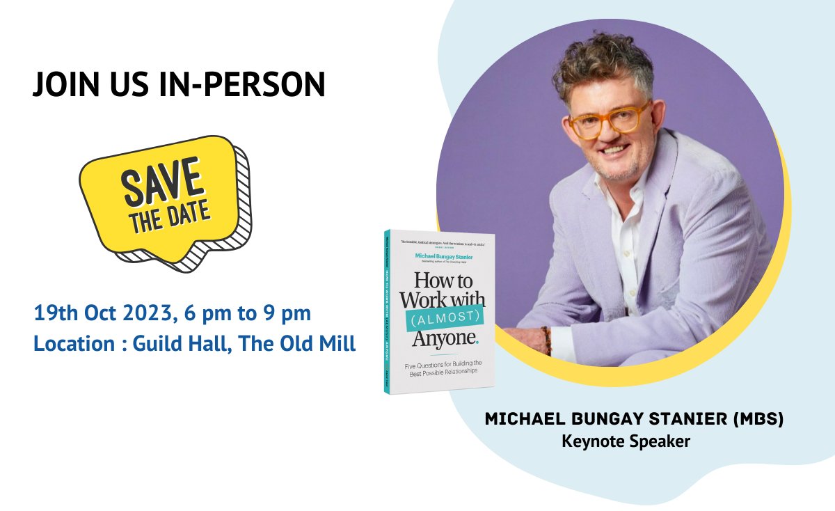 If you haven't already registered, there is still time to join us for a special evening with world-renowned coach, Michael Bungay Stanier!

Attend in person to enjoy many advantages:
Networking, book signing, Q&amp;A, coaching, 
Delicious refreshments
And more!