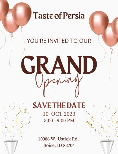 A new Afghan restaurant is opening in Boise! The public is invited to the grand opening. 

<a href="/Boiseweekly/">Boise Weekly</a> <a href="/IdahoStatesman/">Idaho Statesman</a> <a href="/michaeldeeds/">Michael Deeds</a> <a href="/KTVB/">KTVB.COM</a> <a href="/IdahoNews6/">Idaho News 6</a> <a href="/CBS2Boise/">CBS2 News</a> @idahome_m <a href="/BoiseLifestyle/">Boise Lifestyle Mag</a> <a href="/CityOfBoise/">City of Boise</a>