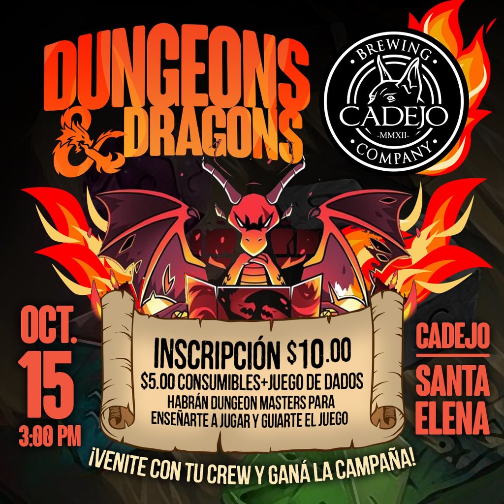👉🏼ANUNCIO SOLO PARA LA GENTE QUE SABE.

Este domingo 15 de octubre vamos a tener unas cuantas partidas de D&amp;D 😳

CUPOS LIMITADOS.

Para inscribir , escríbenos en Instagram