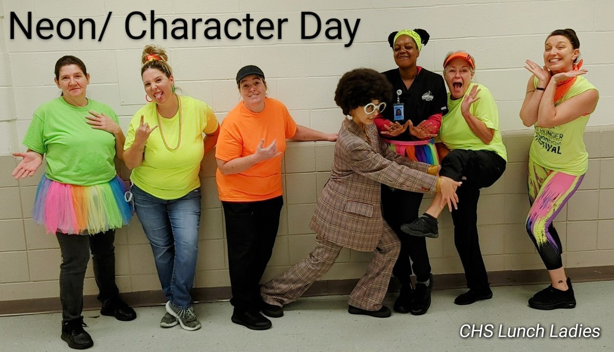 Our lunch ladies are at it again - Neon/Character Day!