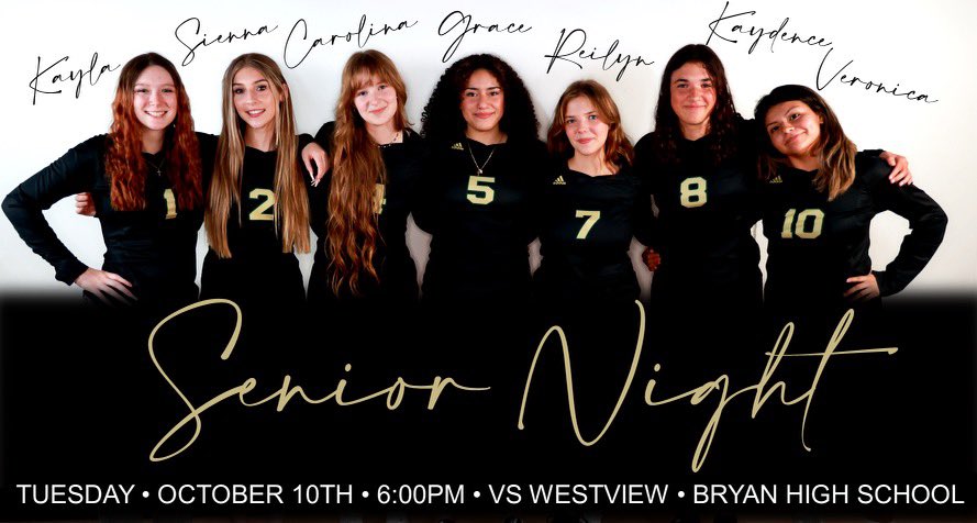 It’s a very special night in Bear Country today. Join us after the JV game as we get the opportunity to honor these 7 amazing seniors! Then we welcome <a href="/OPS_WestviewVB/">Westview Wolverines Volleyball</a> into our gym to compete!