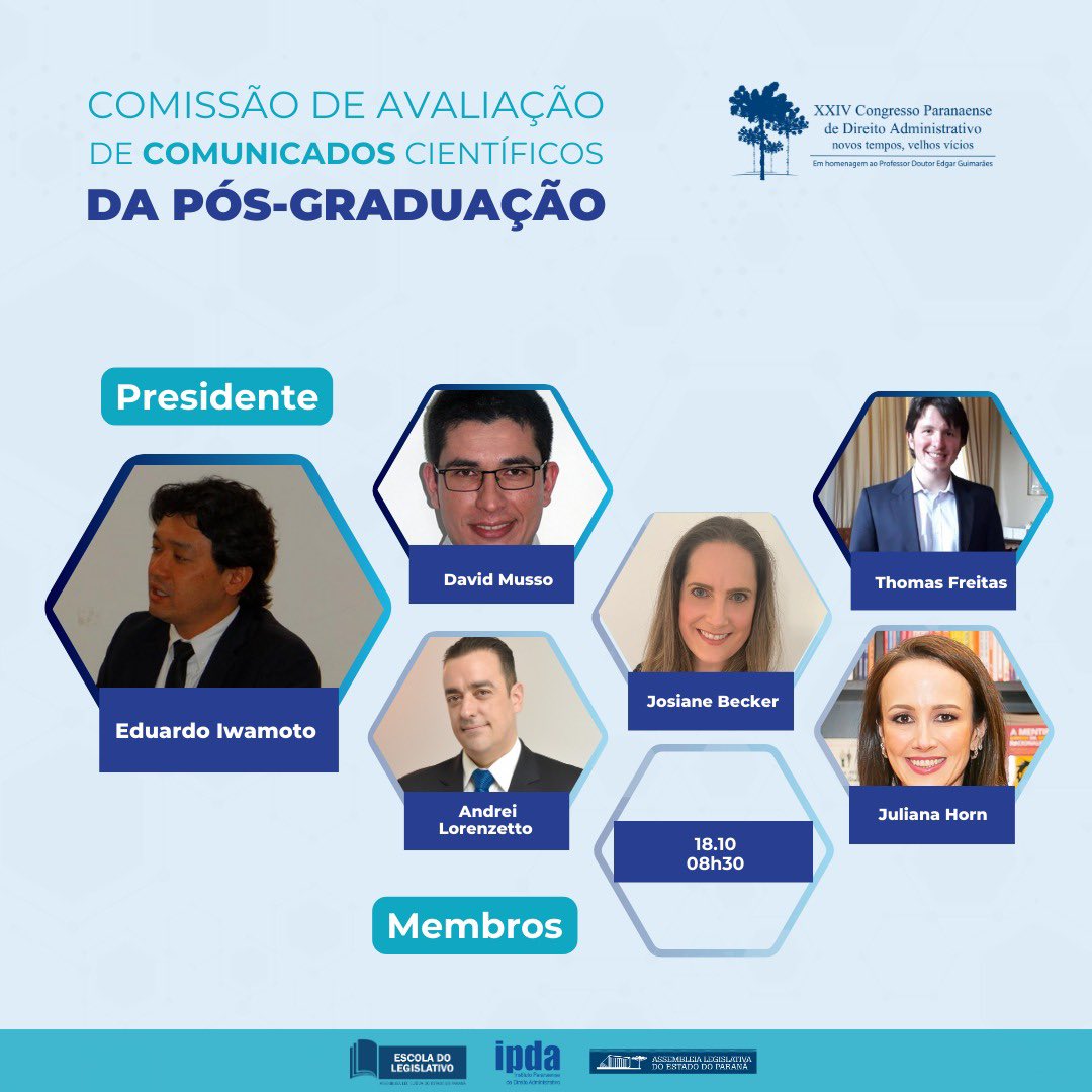 drmusso's tweet image. Feliz e honrado por ter sido convidado a participar da Comissão de Avaliação do Congresso Paranaense de Direito Administrativo.

O evento é imperdível e acontece entre os dias 18 e 20 de outubro, em Curitiba.

#IPDAPR #CPDA