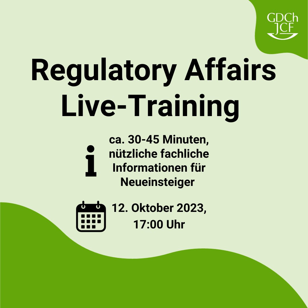 Am 12. Oktober findet ein kostenloses Live-Training über Regulatory Affairs statt. Anmeldung hier: forms.gle/fJ9iqqThUWKob3… Es bietet nützliche Informationen für Neueinsteiger und Absolventen. #RegulatoryAffairs #Chemie